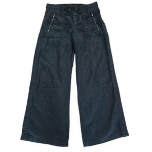 Athleta Women's Cabo Linen Wide Leg Pants Size 6 Black Pull On Pockets Relaxed